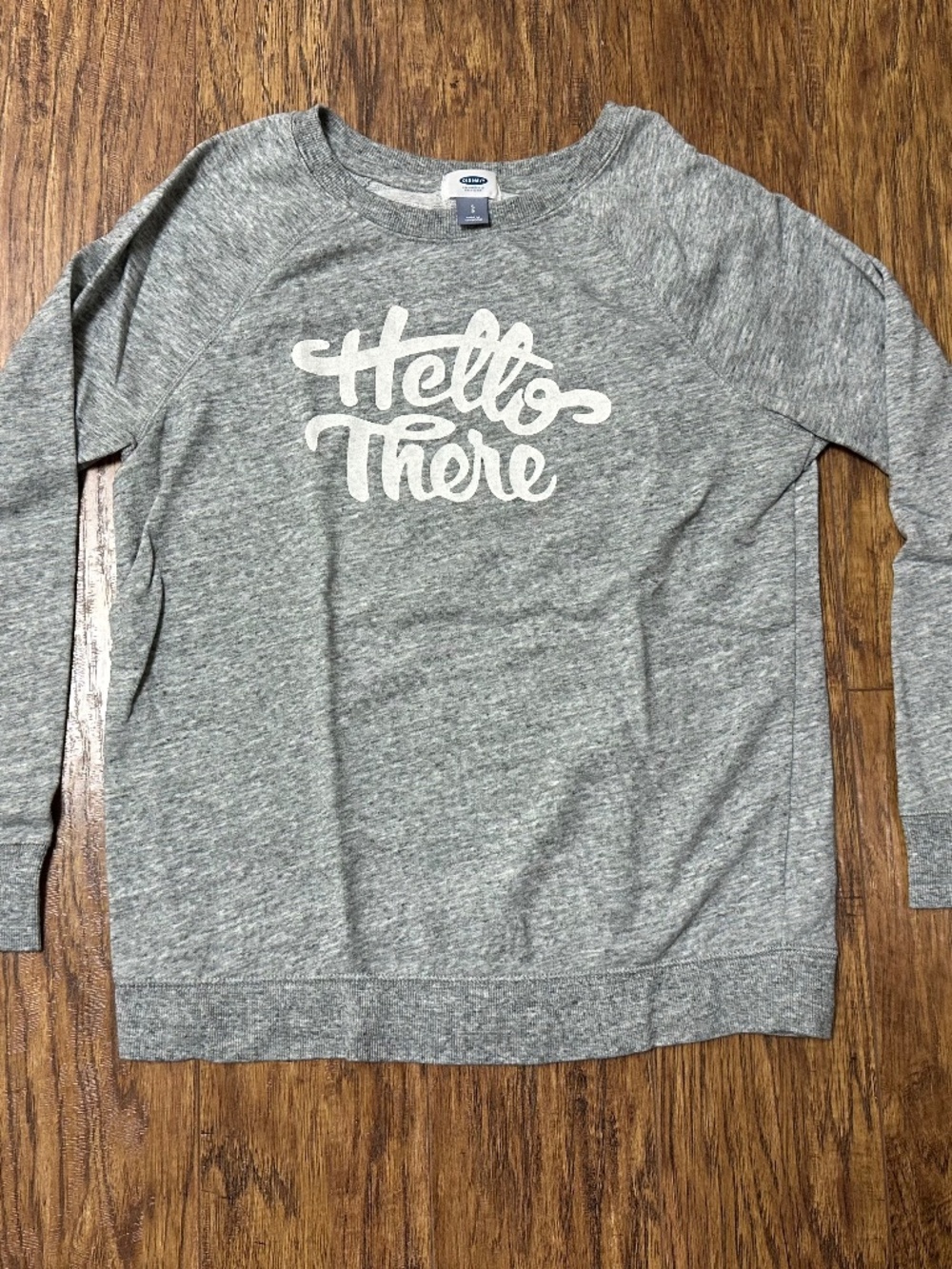 Old Navy "Hello There" Women' Sweatshirt Lightweight Grey Size Small